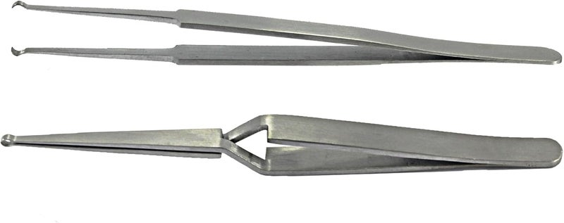JUNLIXN Lock Pinning Cross Locking Tweezers & Straight Round Open Slot Stainless Steel for Locksmith Pinning & Rekeying Kit Self Locking Closing Locksmith Tools Lock Pin Tumbler Tweezers(2PCS) - Image 1